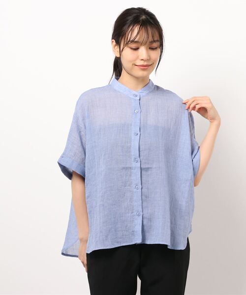 KOBE LETTUCE（コウベレタス）の「選べる2タイプゆったりガーゼシアーブラウス（シャツ/ブラウス・レディース・ブラック/ストライプ/グリーン/オフホワイト/オレンジ/ブルー/ブルー系その他/グリーン系その他/オレンジ系その他/ホワイト系その他/ブラック系その他/その他・1/2）」の8枚目の写真