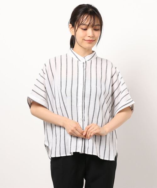 KOBE LETTUCE（コウベレタス）の「選べる2タイプゆったりガーゼシアーブラウス（シャツ/ブラウス・レディース・ブラック/ストライプ/グリーン/オフホワイト/オレンジ/ブルー/ブルー系その他/グリーン系その他/オレンジ系その他/ホワイト系その他/ブラック系その他/その他・1/2）」の11枚目の写真