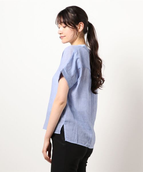 KOBE LETTUCE（コウベレタス）の「選べる2タイプゆったりガーゼシアーブラウス（シャツ/ブラウス・レディース・ブラック/ストライプ/グリーン/オフホワイト/オレンジ/ブルー/ブルー系その他/グリーン系その他/オレンジ系その他/ホワイト系その他/ブラック系その他/その他・1/2）」の13枚目の写真