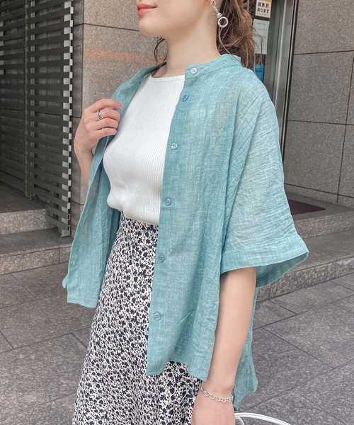 KOBE LETTUCE（コウベレタス）の「選べる2タイプゆったりガーゼシアーブラウス（シャツ/ブラウス・レディース・ブラック/ストライプ/グリーン/オフホワイト/オレンジ/ブルー/ブルー系その他/グリーン系その他/オレンジ系その他/ホワイト系その他/ブラック系その他/その他・1/2）」の6枚目の写真