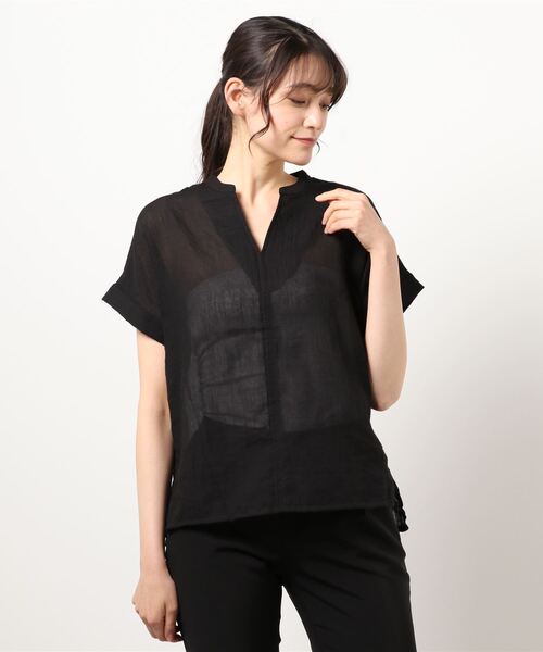 KOBE LETTUCE（コウベレタス）の「選べる2タイプゆったりガーゼシアーブラウス（シャツ/ブラウス・レディース・ブラック/ストライプ/グリーン/オフホワイト/オレンジ/ブルー/ブルー系その他/グリーン系その他/オレンジ系その他/ホワイト系その他/ブラック系その他/その他・1/2）」の3枚目の写真