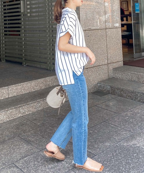 KOBE LETTUCE（コウベレタス）の「選べる2タイプゆったりガーゼシアーブラウス（シャツ/ブラウス・レディース・ブラック/ストライプ/グリーン/オフホワイト/オレンジ/ブルー/ブルー系その他/グリーン系その他/オレンジ系その他/ホワイト系その他/ブラック系その他/その他・1/2）」の19枚目の写真