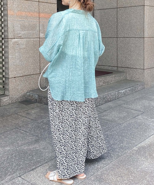 KOBE LETTUCE（コウベレタス）の「選べる2タイプゆったりガーゼシアーブラウス（シャツ/ブラウス・レディース・ブラック/ストライプ/グリーン/オフホワイト/オレンジ/ブルー/ブルー系その他/グリーン系その他/オレンジ系その他/ホワイト系その他/ブラック系その他/その他・1/2）」の20枚目の写真