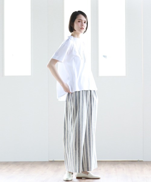 Pao de lo（パオデロ）の「【VOYAGE】スムースカットソー（Tシャツ/カットソー・レディース・ベージュ/ネイビー/ホワイト・9号）」の19枚目の写真