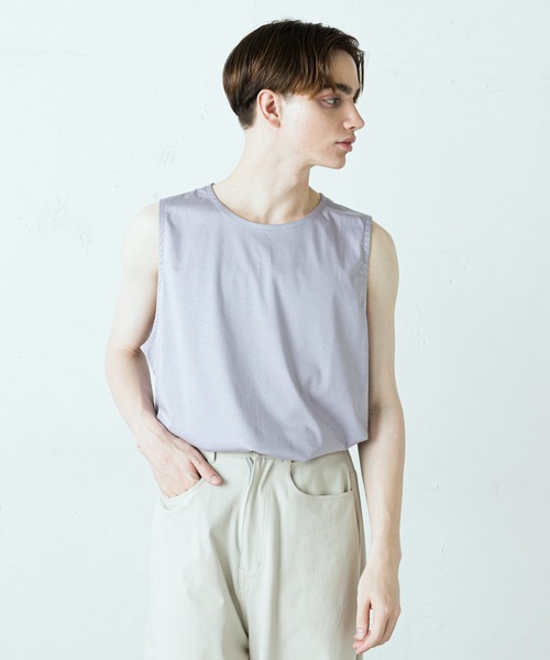 Lui's（ルイス）の「プレミアムスムースBigタンクトップ（Tシャツ/カットソー・メンズ・ホワイト/ブラック/グリーン/バイオレット・FREE）」の4枚目の写真