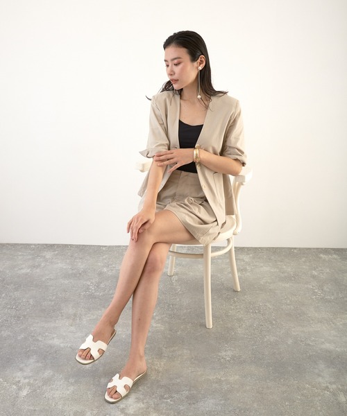 Wefst（ウェスト）の「【Wefst】リネンタッチタックショートパンツ（その他パンツ・レディース・ブラック/ミント/ライトベージュ/グレイッシュベージュ・FREE）」の3枚目の写真