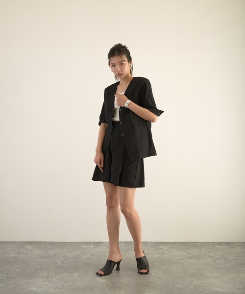 Wefst（ウェスト）の「【Wefst】リネンタッチタックショートパンツ（その他パンツ・レディース・ブラック/ミント/ライトベージュ/グレイッシュベージュ・FREE）」の8枚目の写真