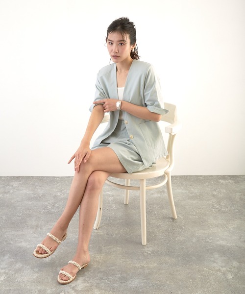 Wefst（ウェスト）の「【Wefst】リネンタッチタックショートパンツ（その他パンツ・レディース・ブラック/ミント/ライトベージュ/グレイッシュベージュ・FREE）」の15枚目の写真