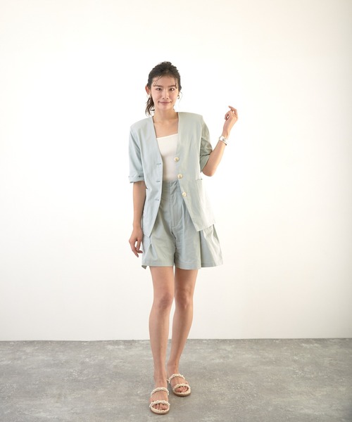 Wefst（ウェスト）の「【Wefst】リネンタッチタックショートパンツ（その他パンツ・レディース・ブラック/ミント/ライトベージュ/グレイッシュベージュ・FREE）」の18枚目の写真