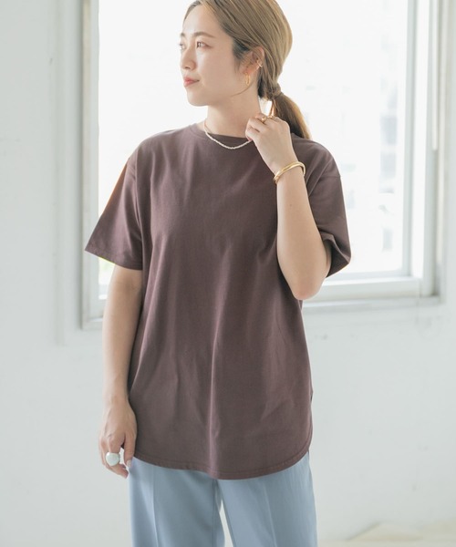 ITEMS URBANRESEARCH（アイテムズ アーバンリサーチ）の「シャツテールビッグTシャツ（Tシャツ/カットソー・レディース・オフホワイト/ブラウン/ブラック/ミント・FREE）」の14枚目の写真
