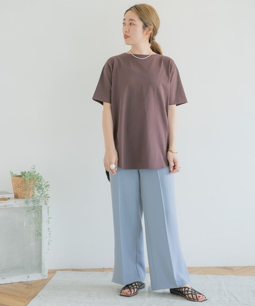 ITEMS URBANRESEARCH（アイテムズ アーバンリサーチ）の「シャツテールビッグTシャツ（Tシャツ/カットソー・レディース・オフホワイト/ブラウン/ブラック/ミント・FREE）」の18枚目の写真