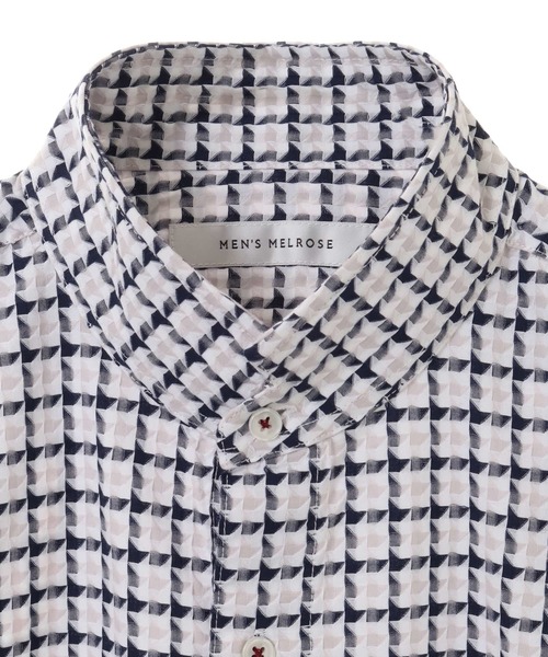 MEN'S MELROSE(メンズメルローズ)の「ストレッチパターンドビーシャツ(シャツ/ブラウス・メンズ・サックスブルー/ホワイト系その他・2/3/4)」の6枚目の写真