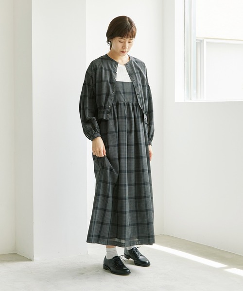 cardo fabrica（カルドファブリカ）の「._●W/Tグラフチェックキャミソールワンピース（ワンピース・レディース・ブラック/キナリ・FREE）」の11枚目の写真