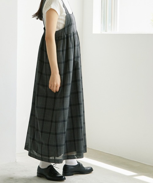 cardo fabrica（カルドファブリカ）の「._●W/Tグラフチェックキャミソールワンピース（ワンピース・レディース・ブラック/キナリ・FREE）」の10枚目の写真