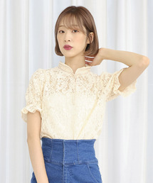 TITTY&CO. | バイカラーリボンレースブラウス(シャツ/ブラウス)