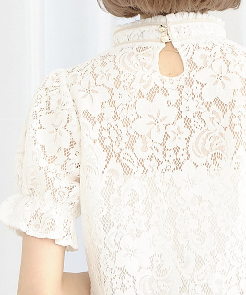 TITTY&CO.（ティティーアンドコー）の「バイカラーリボンレースブラウス（シャツ/ブラウス・レディース・ライトブルー/ベージュ/オフホワイト・FREE）」の11枚目の写真