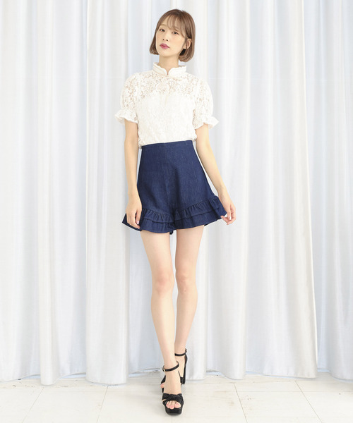 TITTY&CO.（ティティーアンドコー）の「バイカラーリボンレースブラウス（シャツ/ブラウス・レディース・ライトブルー/ベージュ/オフホワイト・FREE）」の13枚目の写真