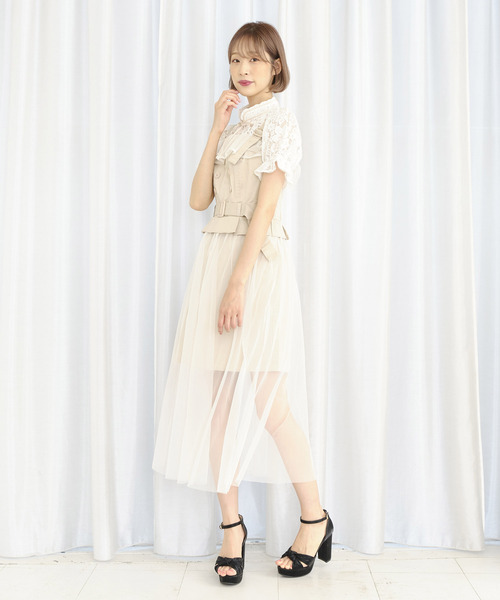 TITTY&CO.（ティティーアンドコー）の「バイカラーリボンレースブラウス（シャツ/ブラウス・レディース・ライトブルー/ベージュ/オフホワイト・FREE）」の14枚目の写真