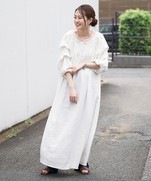 CIAOPANIC TYPY（チャオパニックティピー）の「【2WAY】タックスリーブボリュームワンピース（ワンピース・レディース・ブラック/マスタード/オフホワイト・ONE SIZE）」の4枚目の写真