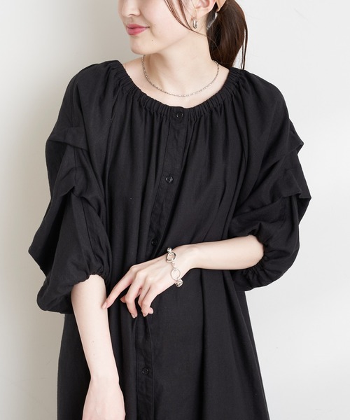 CIAOPANIC TYPY（チャオパニックティピー）の「【2WAY】タックスリーブボリュームワンピース（ワンピース・レディース・ブラック/マスタード/オフホワイト・ONE SIZE）」の13枚目の写真