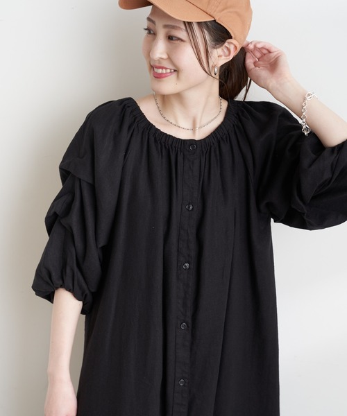 CIAOPANIC TYPY（チャオパニックティピー）の「【2WAY】タックスリーブボリュームワンピース（ワンピース・レディース・ブラック/マスタード/オフホワイト・ONE SIZE）」の14枚目の写真