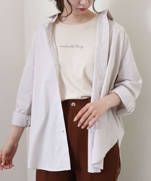 archives（アルシーヴ）の「ストライプシャツ（シャツ/ブラウス・レディース・ブルー/レッド/ベージュ/ブラック/グリーン・MEDIUM）」の3枚目の写真