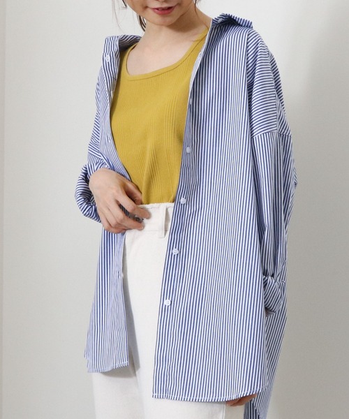 archives（アルシーヴ）の「ストライプシャツ（シャツ/ブラウス・レディース・ブルー/レッド/ベージュ/ブラック/グリーン・MEDIUM）」の4枚目の写真