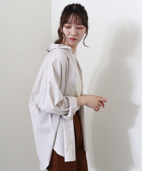 archives（アルシーヴ）の「ストライプシャツ（シャツ/ブラウス・レディース・ブルー/レッド/ベージュ/ブラック/グリーン・MEDIUM）」の18枚目の写真