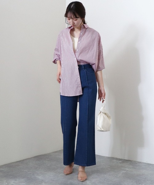 archives（アルシーヴ）の「ストライプシャツ（シャツ/ブラウス・レディース・ブルー/レッド/ベージュ/ブラック/グリーン・MEDIUM）」の8枚目の写真