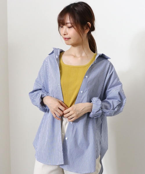 archives（アルシーヴ）の「ストライプシャツ（シャツ/ブラウス・レディース・ブルー/レッド/ベージュ/ブラック/グリーン・MEDIUM）」の6枚目の写真