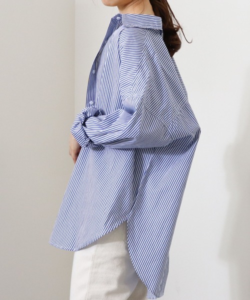 archives（アルシーヴ）の「ストライプシャツ（シャツ/ブラウス・レディース・ブルー/レッド/ベージュ/ブラック/グリーン・MEDIUM）」の13枚目の写真