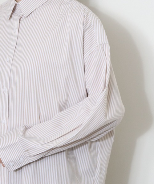 archives（アルシーヴ）の「ストライプシャツ（シャツ/ブラウス・レディース・ブルー/レッド/ベージュ/ブラック/グリーン・MEDIUM）」の14枚目の写真