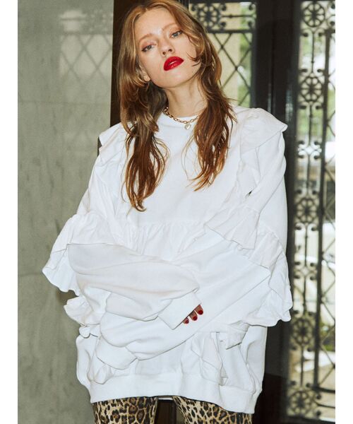 jouetie（ジュエティ）の「マルチフリルプルオーバー【スウェット/トレーナー】（スウェット・レディース・ブラック/オフホワイト/ブルー/グリーン・MEDIUM）」の2枚目の写真