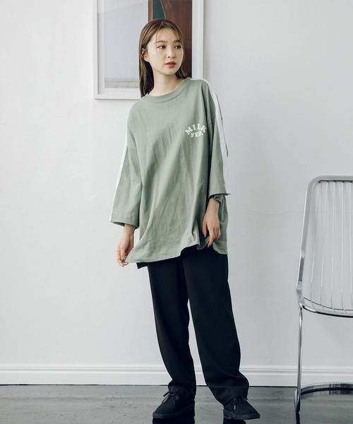 MILKFED.(ミルクフェド)の「SHOULDER LINE TOP(Tシャツ/カットソー・レディース・ホワイト/ブラック/ライトグリーン・ONE SIZE)」の20枚目の写真