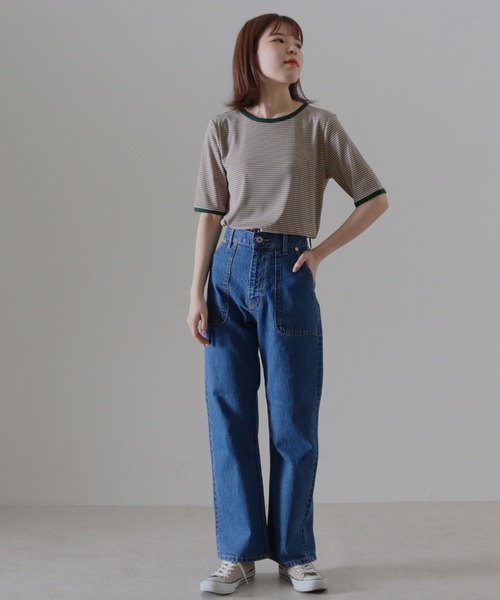 Cheek（チーク）の「ボーダーリンガーＴｅｅ（Tシャツ/カットソー・レディース・ピンク/グリーン/ホワイト×ブラック/ブラック×ホワイト・FREE）」の14枚目の写真