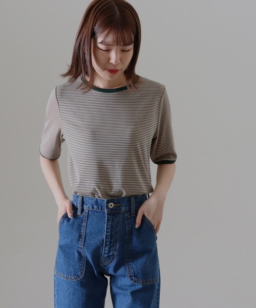 Cheek（チーク）の「ボーダーリンガーＴｅｅ（Tシャツ/カットソー・レディース・ピンク/グリーン/ホワイト×ブラック/ブラック×ホワイト・FREE）」の6枚目の写真