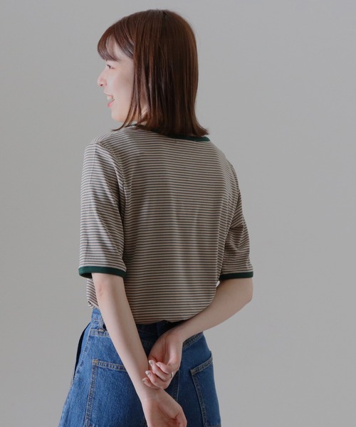 Cheek（チーク）の「ボーダーリンガーＴｅｅ（Tシャツ/カットソー・レディース・ピンク/グリーン/ホワイト×ブラック/ブラック×ホワイト・FREE）」の15枚目の写真
