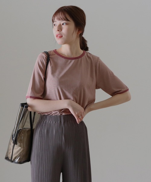 Cheek（チーク）の「ボーダーリンガーＴｅｅ（Tシャツ/カットソー・レディース・ピンク/グリーン/ホワイト×ブラック/ブラック×ホワイト・FREE）」の16枚目の写真