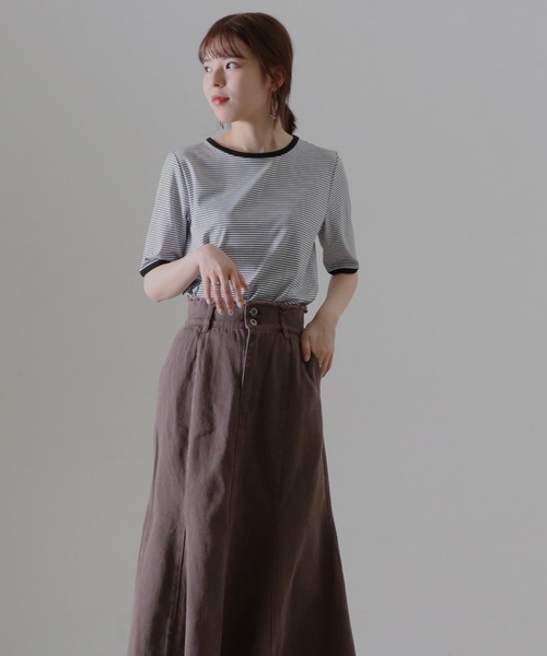 Cheek（チーク）の「ボーダーリンガーＴｅｅ（Tシャツ/カットソー・レディース・ピンク/グリーン/ホワイト×ブラック/ブラック×ホワイト・FREE）」の12枚目の写真