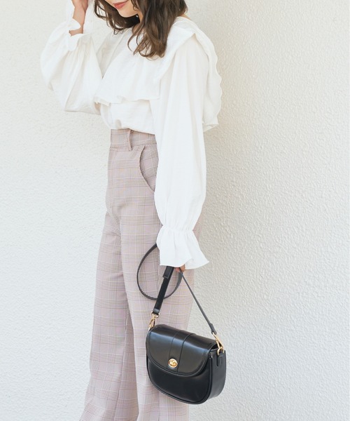 OLIVE des OLIVE（オリーブデオリーブ）の「ケープカラーバックリボンブラウス（シャツ/ブラウス・レディース・ブラック/ベージュ/オフホワイト・FREE）」の10枚目の写真