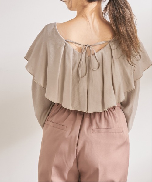 OLIVE des OLIVE（オリーブデオリーブ）の「ケープカラーバックリボンブラウス（シャツ/ブラウス・レディース・ブラック/ベージュ/オフホワイト・FREE）」の14枚目の写真