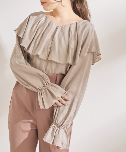 OLIVE des OLIVE（オリーブデオリーブ）の「ケープカラーバックリボンブラウス（シャツ/ブラウス・レディース・ブラック/ベージュ/オフホワイト・FREE）」の17枚目の写真