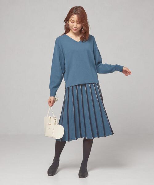 closet story(クローゼットストーリー)の「<closet story>アツデ Vネック セットアップ プルオーバー -ウォッシャブル-(ニット/セーター・レディース・ブラック/ロイヤルブルー・FREE)」の9枚目の写真