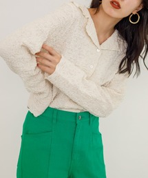 w closet（ダブルクローゼット）の「しわしわカットソーロングスリーブオープンカラーシャツ（シャツ/ブラウス・レディース）」