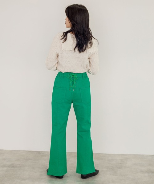 w closet（ダブルクローゼット）の「しわしわカットソーロングスリーブオープンカラーシャツ（シャツ/ブラウス・レディース・オフホワイト/グリーン/ブラック・FREE）」の11枚目の写真