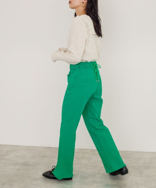 w closet（ダブルクローゼット）の「しわしわカットソーロングスリーブオープンカラーシャツ（シャツ/ブラウス・レディース・オフホワイト/グリーン/ブラック・FREE）」の14枚目の写真