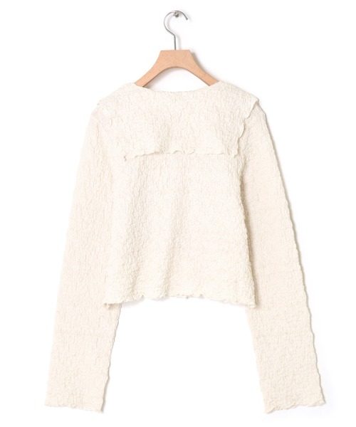 w closet（ダブルクローゼット）の「しわしわカットソーロングスリーブオープンカラーシャツ（シャツ/ブラウス・レディース・オフホワイト/グリーン/ブラック・FREE）」の7枚目の写真