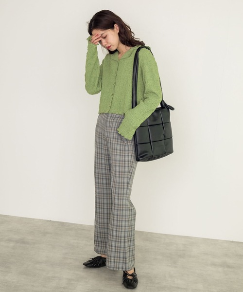 w closet（ダブルクローゼット）の「しわしわカットソーロングスリーブオープンカラーシャツ（シャツ/ブラウス・レディース・オフホワイト/グリーン/ブラック・FREE）」の16枚目の写真