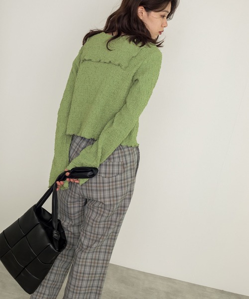 w closet（ダブルクローゼット）の「しわしわカットソーロングスリーブオープンカラーシャツ（シャツ/ブラウス・レディース・オフホワイト/グリーン/ブラック・FREE）」の20枚目の写真