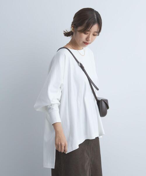 green label relaxing（グリーンレーベルリラクシング）の「ニュアンス ビッグ プルオーバー カットソー Tシャツ（Tシャツ/カットソー・レディース・ブラック/ダークブラウン/オフホワイト/モカ・FREE）」の2枚目の写真